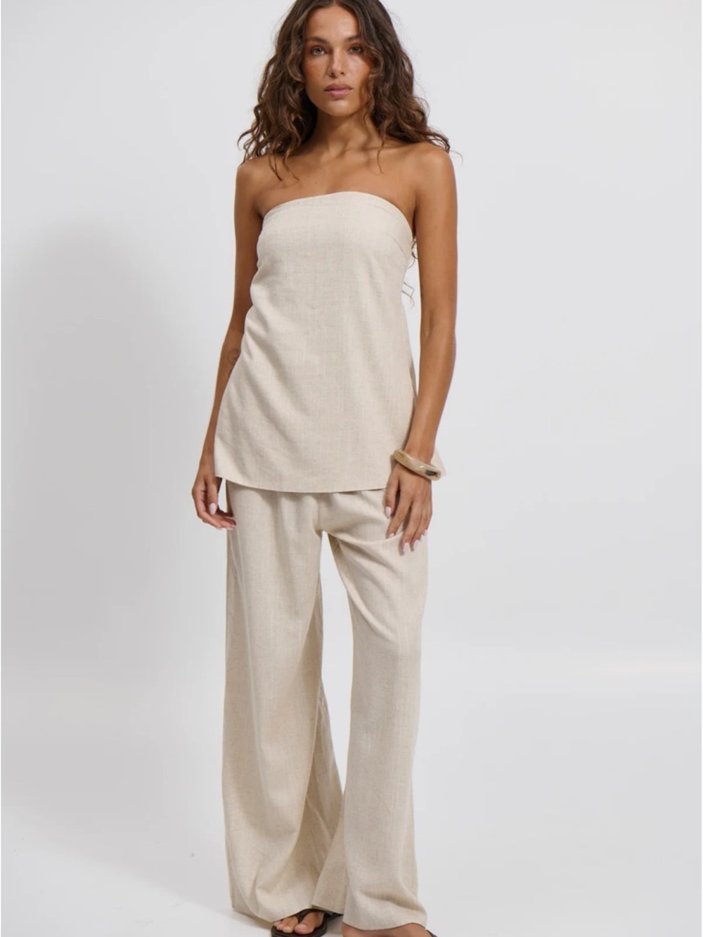 Nora Set Oat - Strapless Wide-Leg Set - Picture 2 of 4